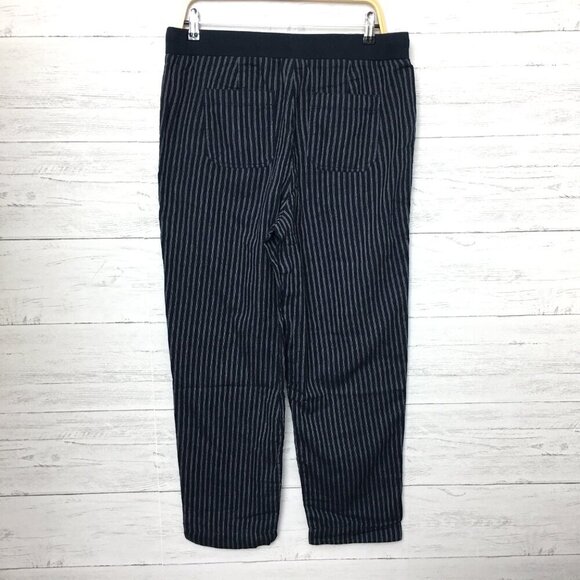NEW J. Jill Blue & White Striped Straight Leg Pants Elastic Waist Cotton size M - Picture 3 of 9